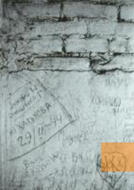 Image: Saarbrücken, 1995, Inscriptions on the cell wall of the former Gestapo cell, Historisches Museum Saar, Angelika Klein