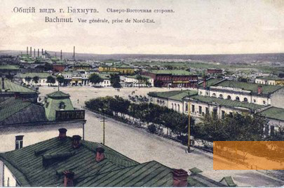 Image: Bakhmut, undated, Historic postcard with a view of the town, public domain