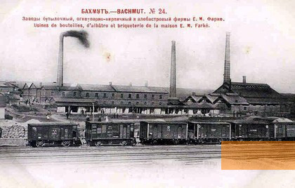 Image: Bakhmut, undated, Historic postcard of the alabaster factory, public domain