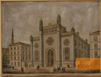 Bild:Wien, vor 1900, Der 1858 eröffnete Leopoldstädter Tempel, gemeinfrei
