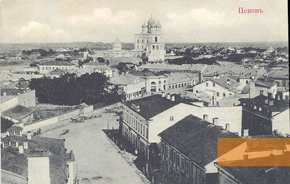 Bild:Pleskau, o.D., Die Stadt auf einer historischen Ansichtskarte, gemeinfrei