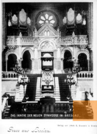 Bild:Breslau, o.D., Das Innere der Neuen Synagoge auf einer alten Postkarte, Yad Vashem