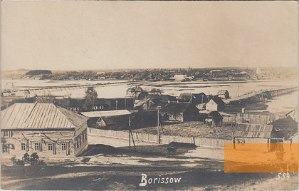 Image: Barysaw, 1918, Historic town view with synagogue, public domain