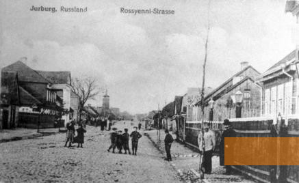 Bild:Jurburg, um 1915,  Blick auf die »Rossyenni-Strasse«, Lietuvos centrinis valstybės archyvas
