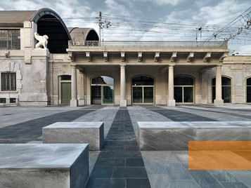 Bild:Mailand, 2014, Eingang der Gedenkstätte, Memoriale della Shoah, Andrea Martiradonna
