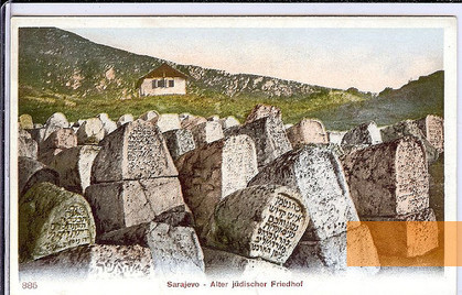 Bild:Sarajewo, o.D., Der sephardische Friedhof auf einer alten Ansichtskarte, jewishpostcardcollection.com