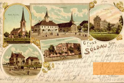 Bild:Soldau, o. D., Historische Ortsansicht, Franciszek Skibicki