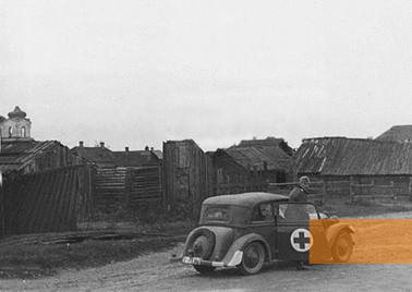 Bild:Klimowitschi, 1941/1943, Straßenszene während der deutschen Besatzung, gemeinfrei