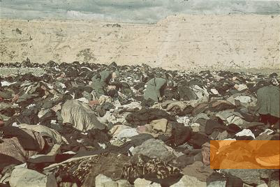 Image: Babi Yar, end of September 1941, Members of the German order police search the clothing of murdered Jews, Hamburger Institut für Sozialforschung