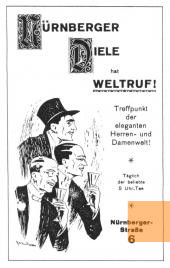 Bild:Berlin, o.D., Werbung für das Lokal »Nürnberger Diele« in der Weimarer Zeit, Schwules Museum Berlin