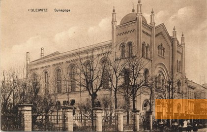 Bild:Gleiwitz, um 1900, Die 1938 zerstörte Neue Synagoge an der Niederwallstraße, gemeinfrei