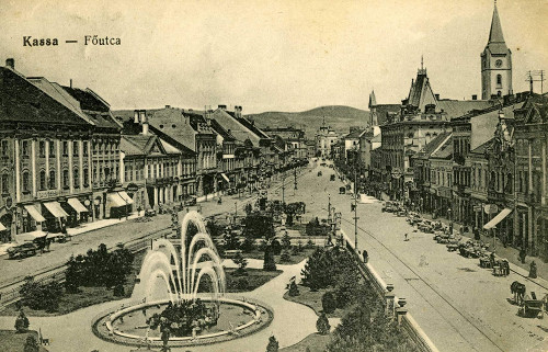 Kaschau, um 1900, Die Hauptstraße auf einer Ansichtskarte, Stiftung Denkmal