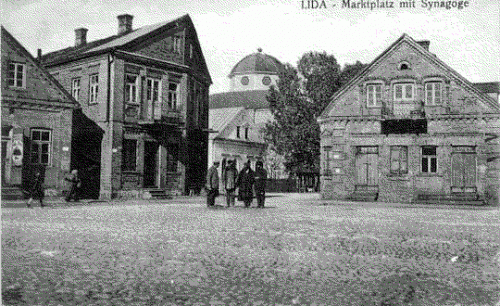 Lida, o.D., Marktplatz mit Synagoge, gemeinfrei