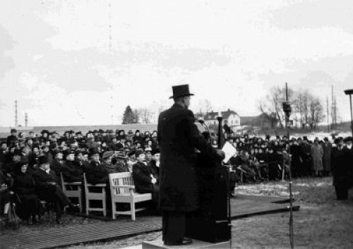 Oslo, 1. November 1948, Ansprache des Gemeindevorstehers Harry Meier Koritzinsky bei der Einweihung des Denkmals, Norges Hjemmefrontmuseum