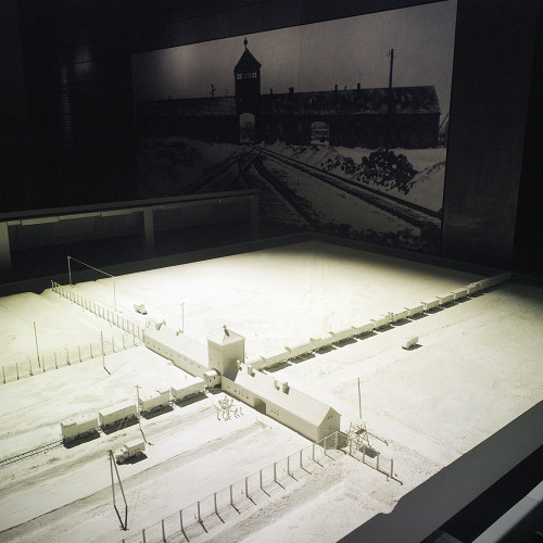 London, 2007, Modell des Vernichtungslagers Auschwitz-Birkenau, Imperial War Museum