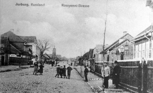 Jurburg, Anfang des 20. Jahrhunderts,  Blick auf die »Rossyenni-Strasse«, Lietuvos centrinis valstybės archyvas