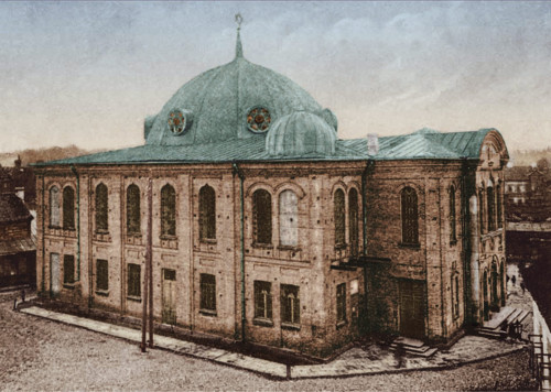 Bialystok, o.D., Nachkolorierte historische Aufnahme der Großen Synagoge, Tomasz Wisniewski