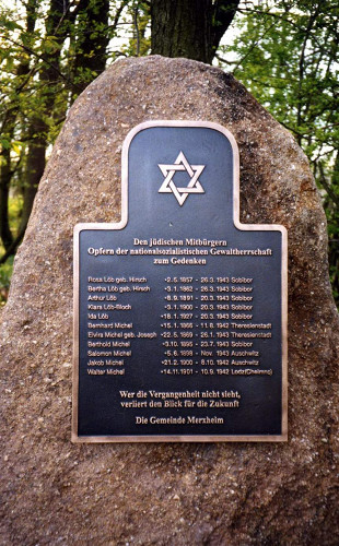 Merxheim, 1999, Gedenkstein vor dem jüdischen Friedhof Merxheim, Werner Reidenbach