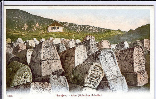 Sarajewo, o.D., Der sephardische Friedhof auf einer alten Ansichtskarte, jewishpostcardcollection.com