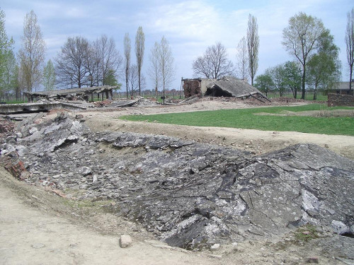 Auschwitz-Birkenau, 2005, Ruinen des Krematoriums II, Stiftung Denkmal