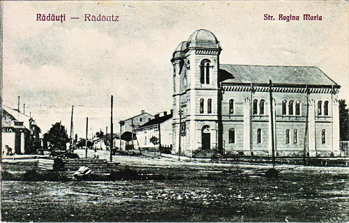 Radautz, o.D., Die Synagoge auf einer Ansichtskarte aus der Vorkriegszeit, Privatsammlung Peter Elbau