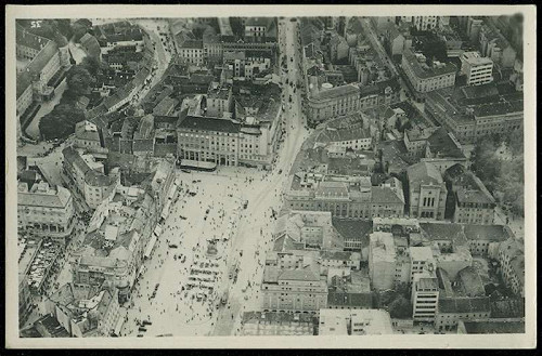 Zagreb, 1933, Der Ban-Jelačić-Platz im Stadtzentrum auf einem Luftbild, Muzej grada Zagreba