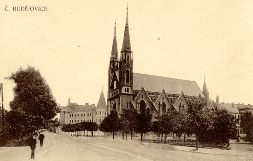 Budweis, um 1900, Die 1888 eingeweihte neogotische Synagoge, Jihočeské muzeum v Českých Budějovicích
