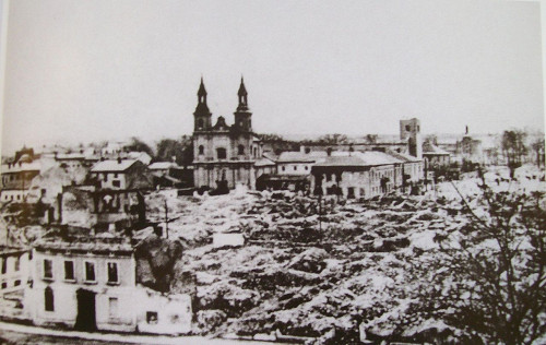Wieluń, 1939, Blick auf das zerstörte Stadtzentrum, gemeinfrei