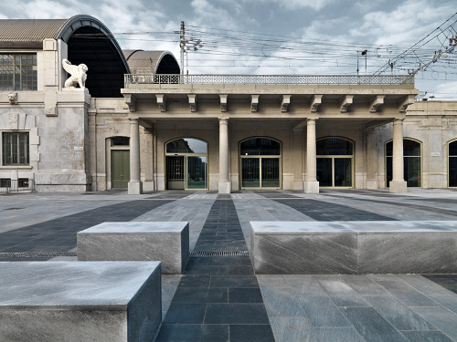 Mailand, 2014, Eingang der Gedenkstätte, Memoriale della Shoah, Andrea Martiradonna