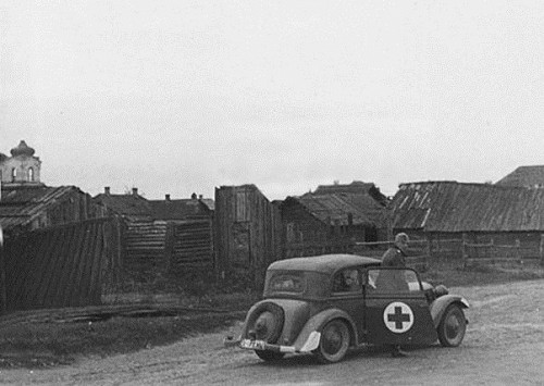 Klimowitschi, 1941/1943, Straßenszene während der deutschen Besatzung, gemeinfrei