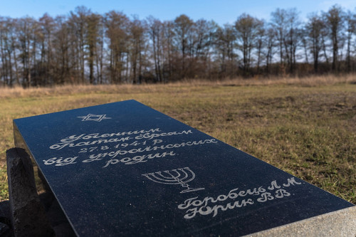 Juriwka bei Ljubar, 2019, Der 2018 von ukrainischen Bürgern Ljubars gestiftete Gedenkstein, Stiftung Denkmal, Anna Voitenko